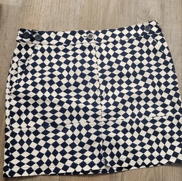 Wildfang Navy And White Checkerboard Mini Skirt XL - Picture 1 of 5